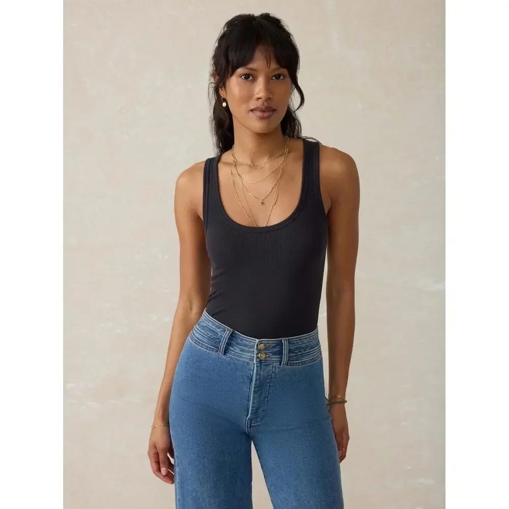 Faherty Featherweight Freestyle Tank in Washed Black Sz L NWT $68 Casual Basic - Picture 1 of 4
